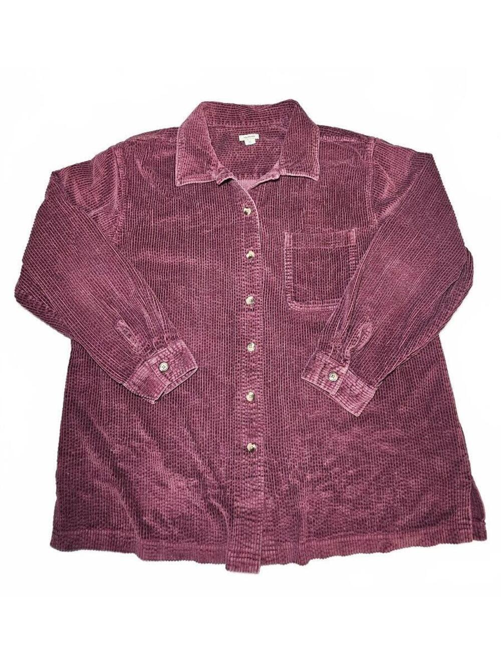 L.L.Bean Men's Corduroy Shirt Jacket XL Burgundy Cotton